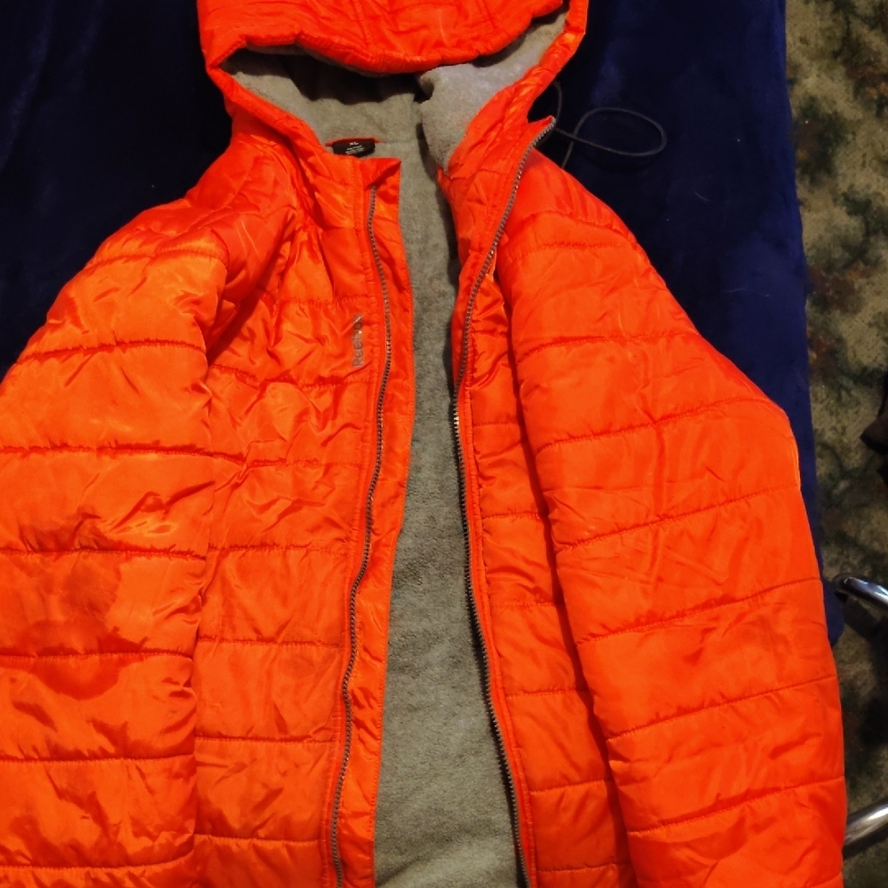 Reebok Orange Puffer Jacket with Gray Lining - Picture 2 of 4